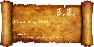 Boberity Bod névjegykártya